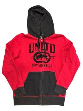 Men’s XS Ecko UNLTd Red & Black Zip-Up Hoodie with New York City Graphic